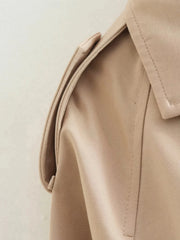 Belted Cropped Trench Jacket - Women’s Vintage Double Breasted Streetwear Coat, Spring Casual Outwear