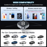 2-in-1 Wireless CarPlay & Android Auto Adapter – Plug & Play, Auto Connect, Converts Wired to Wireless for iPhone & Android (2017+ Cars)