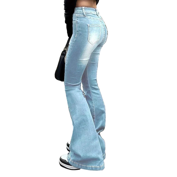RetroBell™ Bootcut Jeans – Women’s Slim Fit Flare Denim with Vintage Wash | High Waist Bell Bottom Trousers