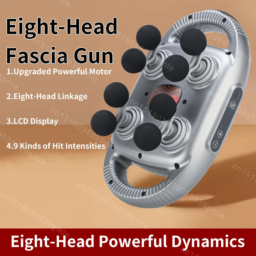 Fascia Gun Deep Tissue Massage Gun – 12/8 Heads, High-Frequency Electric Muscle Massager for Neck, Back & Legs