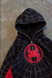 Spiderman Embroidery Zip Up Hoodie – Gothic Harajuku Streetwear Jacket, Men Women Hip Hop Casual Hoodie