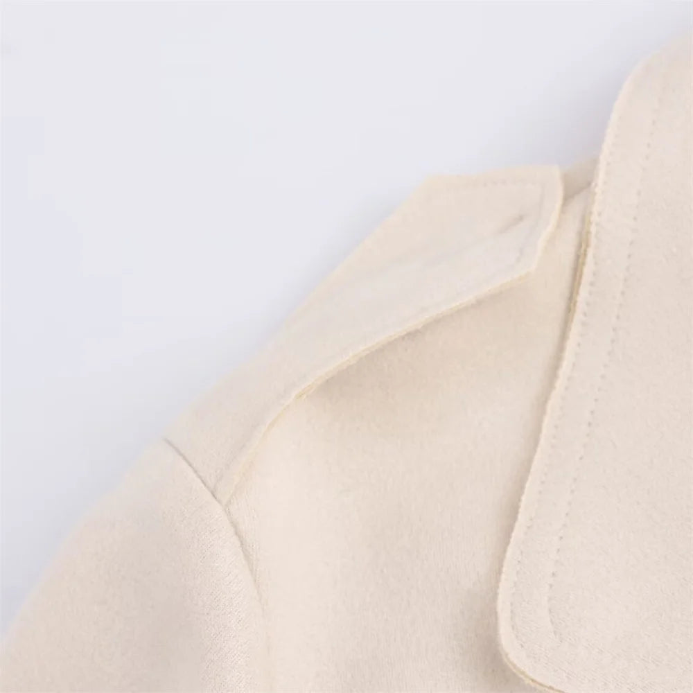European Suede Belted Trench Coat - Women's Double Breasted Long Sleeve V-Neck Windbreaker