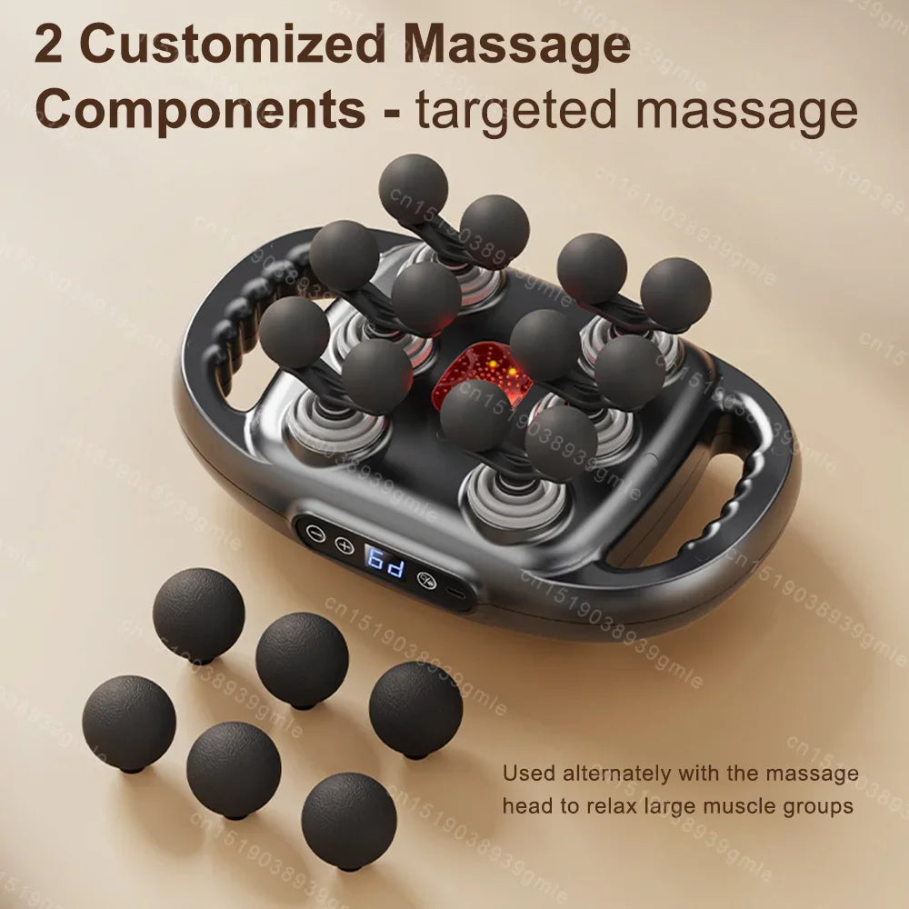 Fascia Gun Deep Tissue Massage Gun – 12/8 Heads, High-Frequency Electric Muscle Massager for Neck, Back & Legs