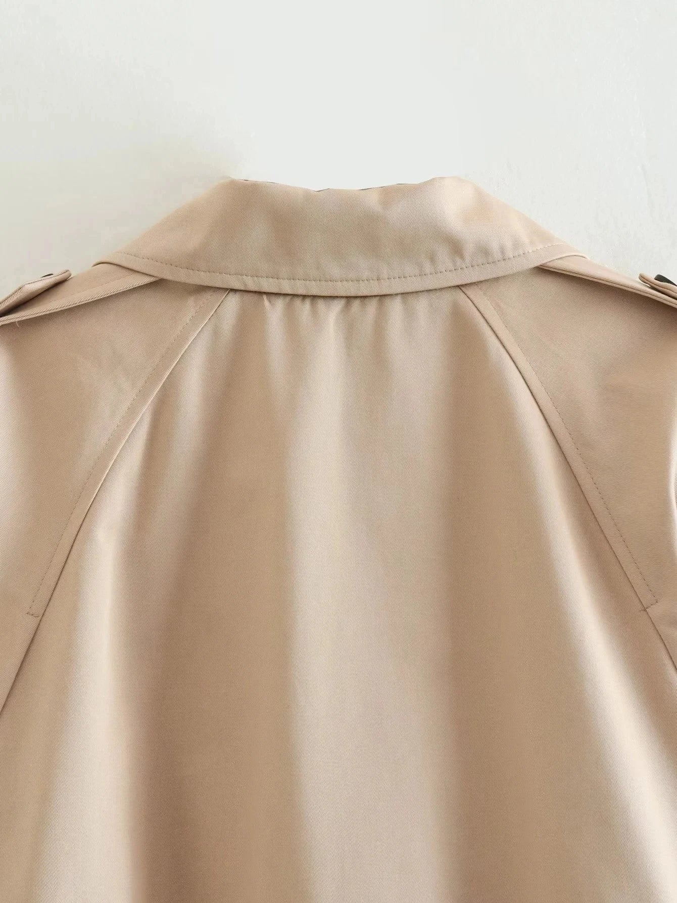 Belted Cropped Trench Jacket - Women’s Vintage Double Breasted Streetwear Coat, Spring Casual Outwear