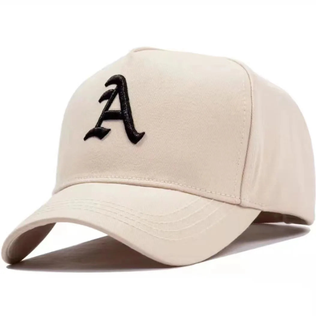 Letter "A" Embroidered Baseball Cap Cotton Adjustable Trucker Hat for Men | Summer Snapback Sun Cap