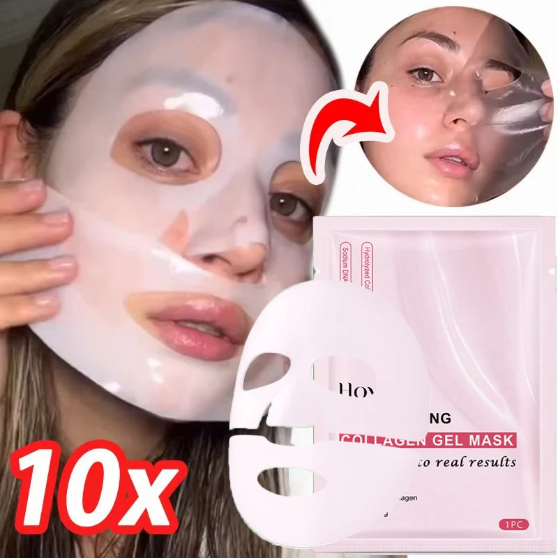Pink Collagen Gel Face Mask – Salmon PDRN Hydrogel Jelly Sheet, Deep Hydration, Anti-Aging & Skin Tone Balance