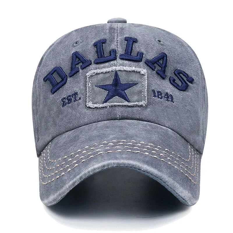 DALLAS 3D Embroidered Baseball Cap – Unisex Adjustable Cotton Hat, Casual Streetwear Snapback