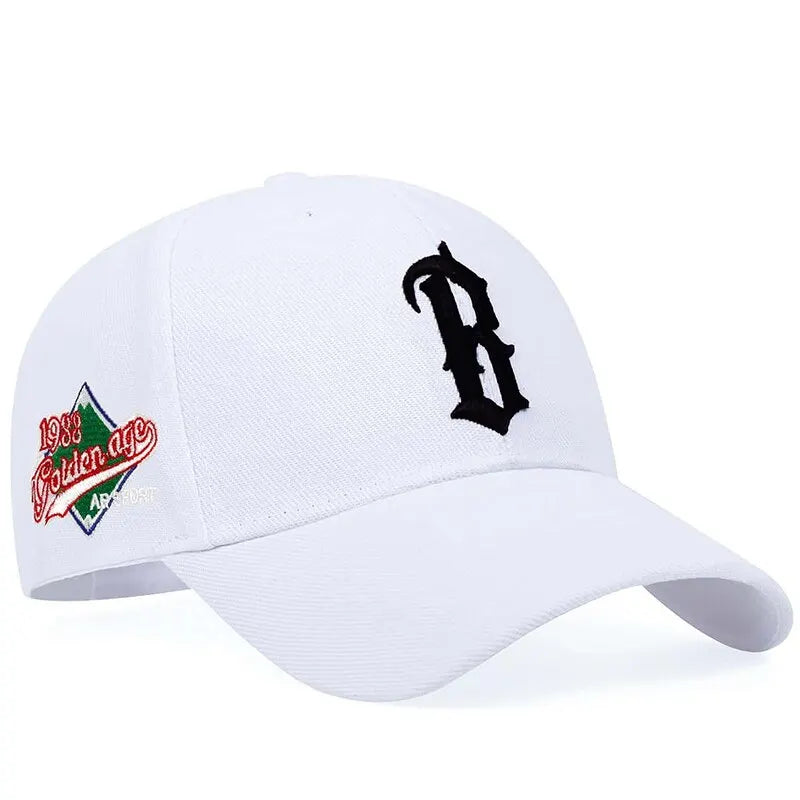 B Letter Embroidered Baseball Cap - Adjustable Hip Hop 1988 Hat | Unisex Sun Protection Snapback