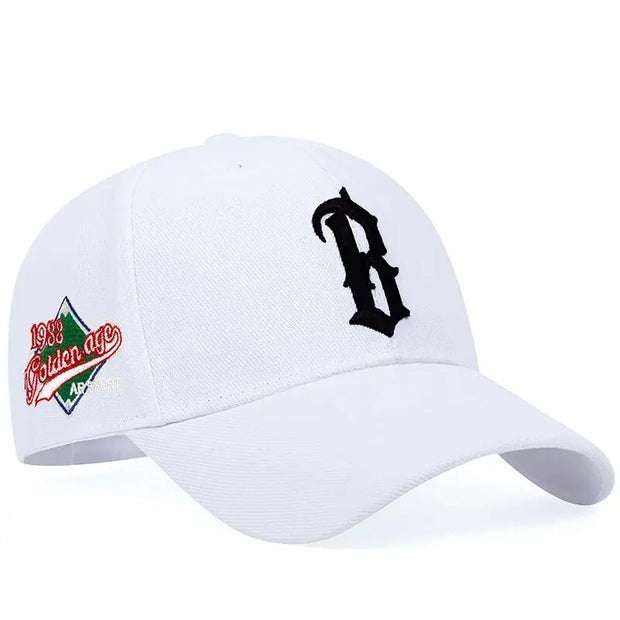 B Letter Embroidered Baseball Cap - Adjustable Hip Hop 1988 Hat | Unisex Sun Protection Snapback