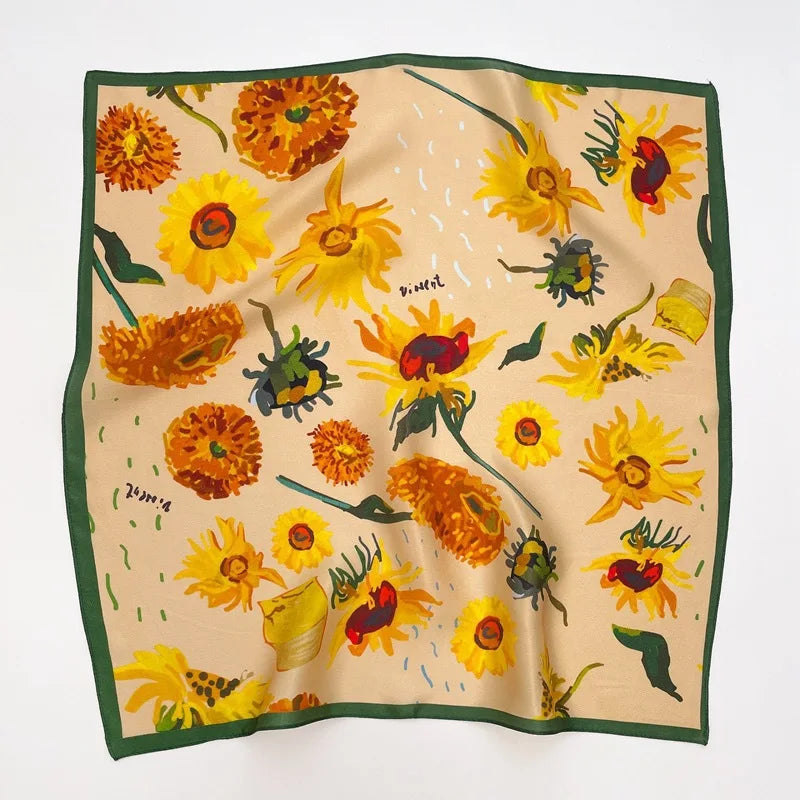 Luxury Fashion Print Silk Square Scarf - 70×70cm Soft Satin Neckerchief Hairband & Bag Accessory for Women
