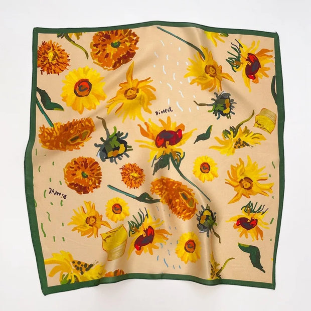 Luxury Fashion Print Silk Square Scarf - 70×70cm Soft Satin Neckerchief Hairband & Bag Accessory for Women