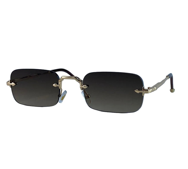Small Frame Rimless Rectangle Sunglasses – 2025 Vintage Punk UV400 Shades for Men | Luxury Alloy Frame Gradient Eyewear
