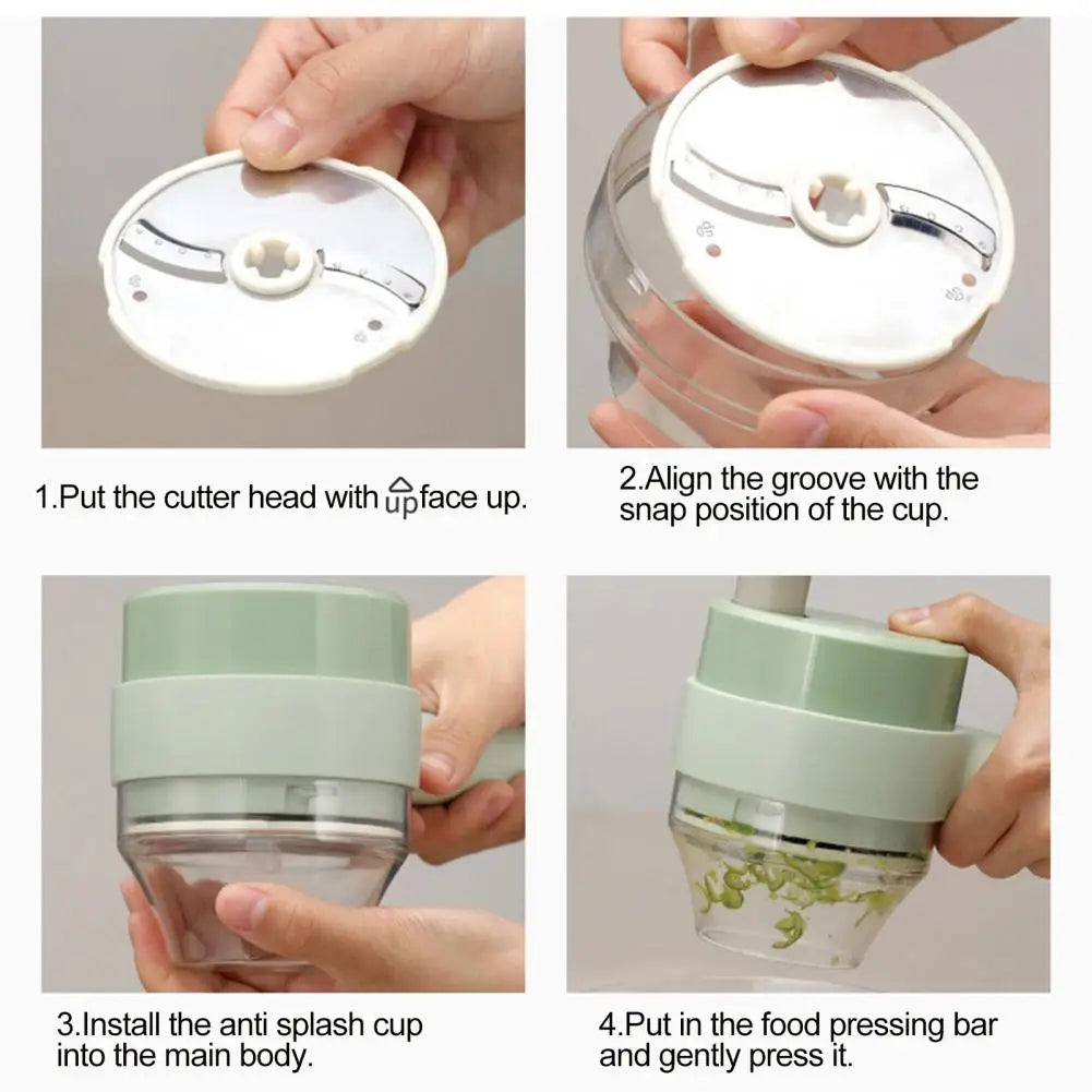 Garlic Grinder With Handle – Electric Garlic Chopper, Meat Mincer & Vegetable Cutter | Portable Kitchen Food Processor
