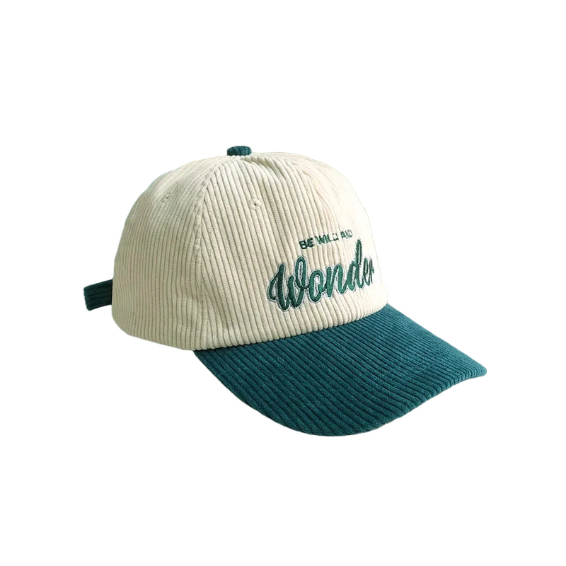 Corduroy WONDER Patchwork Cap - Embroidered Baseball Hat | Unisex Streetwear Adjustable Corduroy Hat
