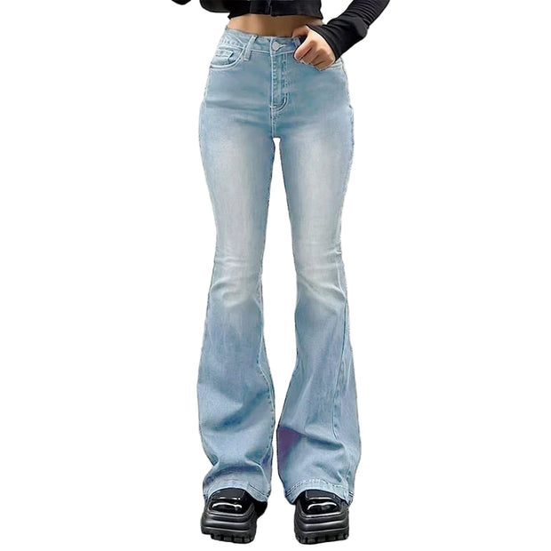 RetroBell™ Bootcut Jeans – Women’s Slim Fit Flare Denim with Vintage Wash | High Waist Bell Bottom Trousers