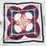 Roman Chain Silk Scarf - 70cm Elegant Simulated Silk Geometric Square Headwear for Women All Seasons