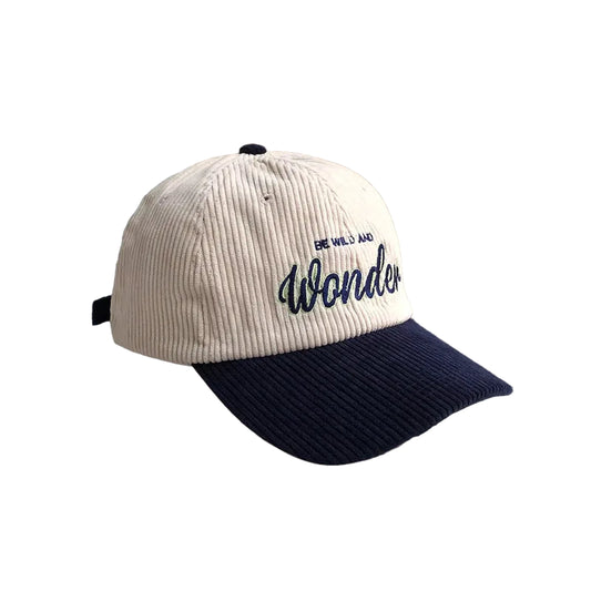 Corduroy WONDER Patchwork Cap - Embroidered Baseball Hat | Unisex Streetwear Adjustable Corduroy Hat