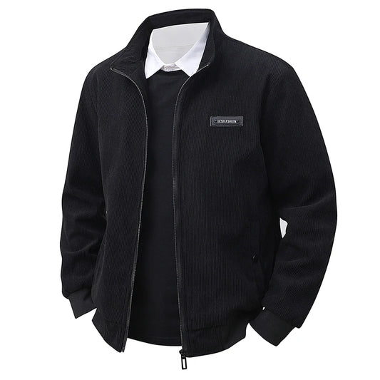 Men’s Appliqué "BestFashion" Zip Jacket – Fitted Lightweight Spring Fall Streetwear | Turn-Down Collar Outerwear