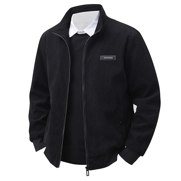 Men’s Appliqué "BestFashion" Zip Jacket – Fitted Lightweight Spring Fall Streetwear | Turn-Down Collar Outerwear