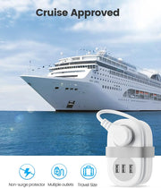 5-in-1 Travel Power Strip – 2 AC Outlets + 3 USB Fast Charging Ports + Type-C, Compact Extension Cord with Surge Protection