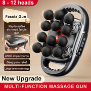 Fascia Gun Deep Tissue Massage Gun – 12/8 Heads, High-Frequency Electric Muscle Massager for Neck, Back & Legs