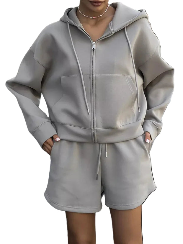 SoftStitch™ Pink Oversized Hoodie & Shorts Set – Women’s Spring Loungewear, Casual Two-Piece Matching Outfit for Streetwear & Relaxed Days