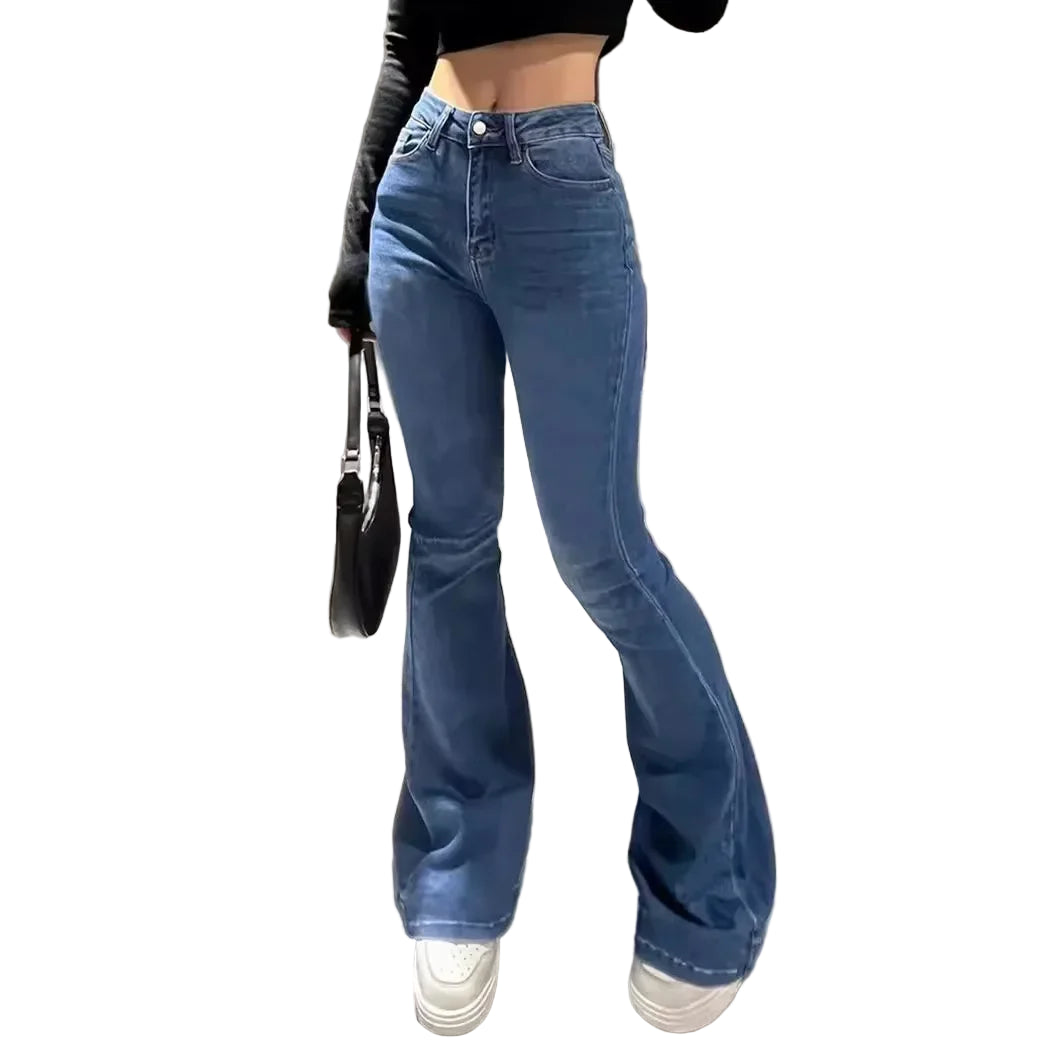 FlareStretch™ Vintage Flare Jeans – High Waist Streetwear Denim with Pockets | Flared Bottom Jeans