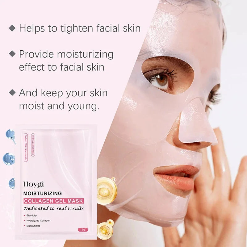 Pink Collagen Gel Face Mask – Salmon PDRN Hydrogel Jelly Sheet, Deep Hydration, Anti-Aging & Skin Tone Balance