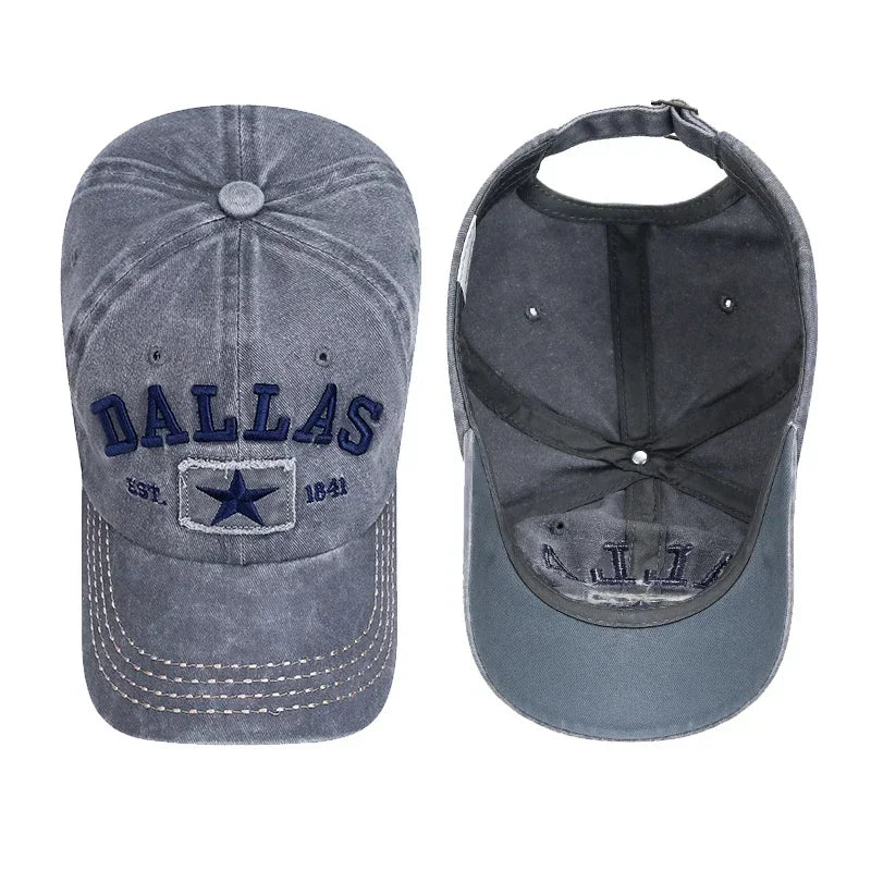 DALLAS 3D Embroidered Baseball Cap – Unisex Adjustable Cotton Hat, Casual Streetwear Snapback