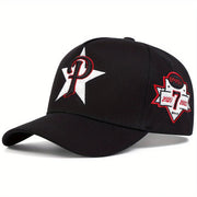 Five-Pointed Star P Letter Embroidery Baseball Cap - Adjustable Streetwear Baseball Hat