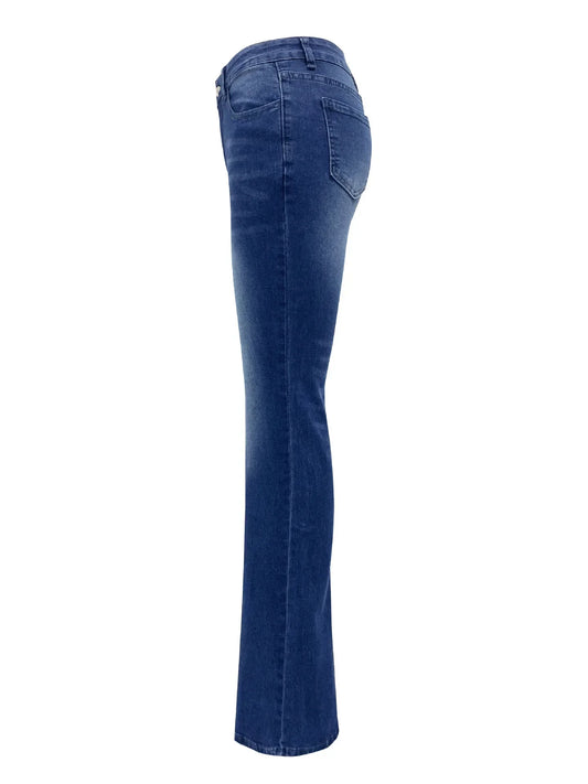 EasyFlare™ High-Waist Flare Jeans – Solid Wash Loose Fit Streetwear Denim, Women’s Retro Wide-Leg Pants