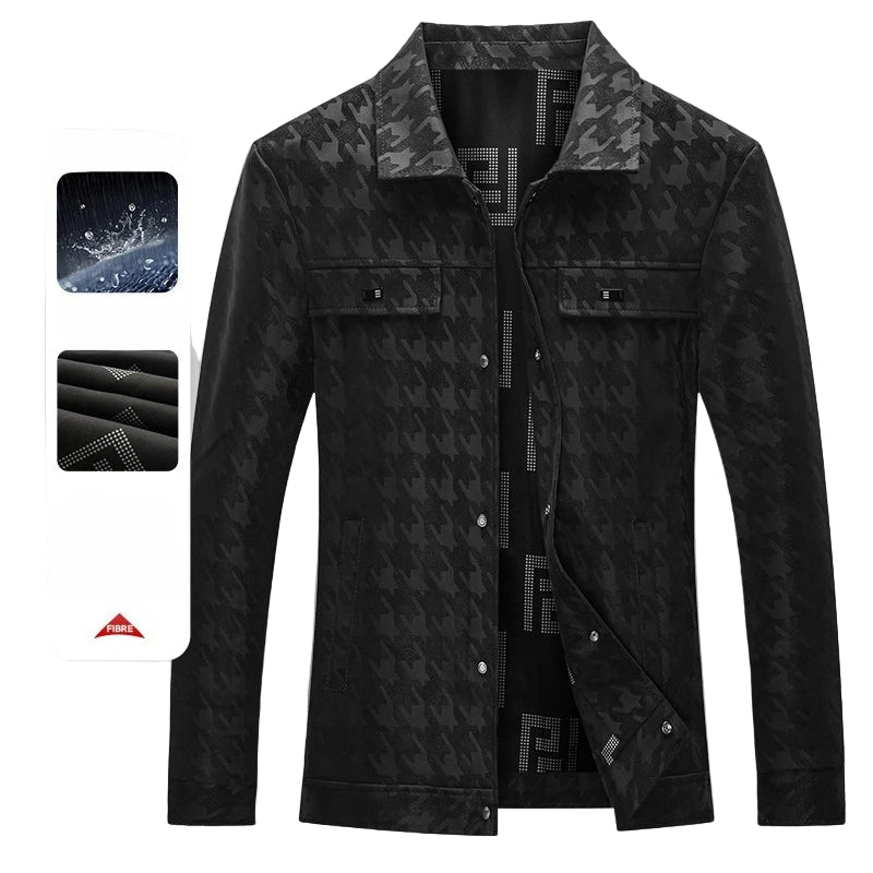 Men’s Houndstooth Shadow Jacket – Button-Up Streetwear Luxury Jacket, Casual Lapel Fit, Luxe Street Outerwear