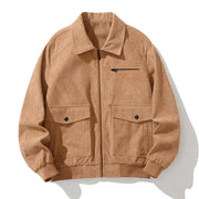Men’s Corduroy Lapel Jacket – Korean Style Zip-Up Coat | Autumn Winter Fashion Casual Outerwear