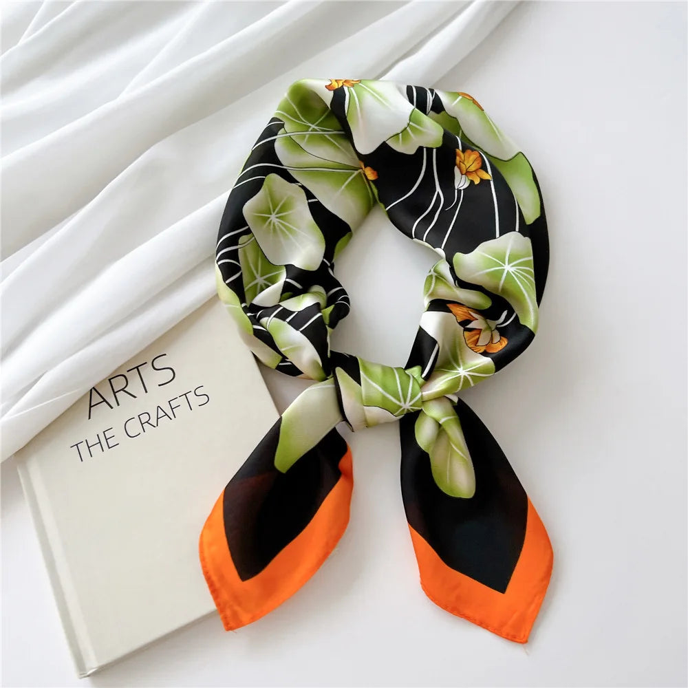 Luxury Fashion Print Silk Square Scarf - 70×70cm Soft Satin Neckerchief Hairband & Bag Accessory for Women