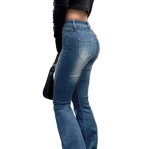 RetroBell™ Bootcut Jeans – Women’s Slim Fit Flare Denim with Vintage Wash | High Waist Bell Bottom Trousers
