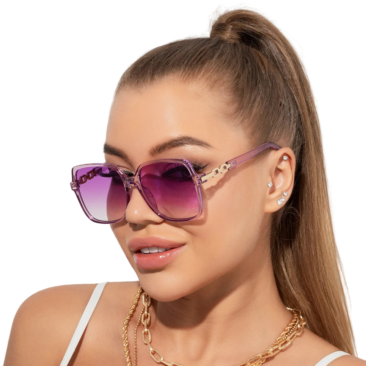 Women’s Oversized Square Gradient Sunglasses – Big Frame Y2K Eyewear, Trendy UV-Proof Shades, Colorful Street Style
