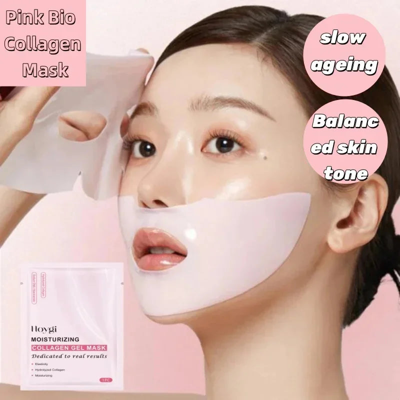 Pink Collagen Gel Face Mask – Salmon PDRN Hydrogel Jelly Sheet, Deep Hydration, Anti-Aging & Skin Tone Balance