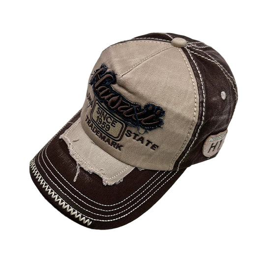 Vintage Washed Embroidered Baseball Cap - Cotton Snapback for Men & Women | Adjustable Distressed Hat
