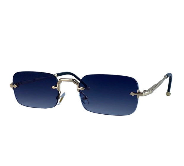 Small Frame Rimless Rectangle Sunglasses – 2025 Vintage Punk UV400 Shades for Men | Luxury Alloy Frame Gradient Eyewear