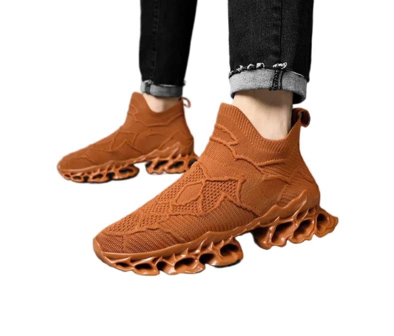 Men’s Flyknit Sneakers - Flame Sole Luxury Trainers, Breathable Running Shoes, Streetwear Fashion Sneakers