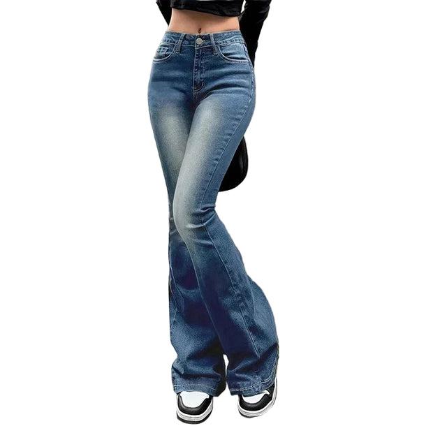 RetroBell™ Bootcut Jeans – Women’s Slim Fit Flare Denim with Vintage Wash | High Waist Bell Bottom Trousers
