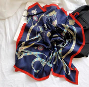 Luxury Fashion Print Silk Square Scarf - 70×70cm Soft Satin Neckerchief Hairband & Bag Accessory for Women