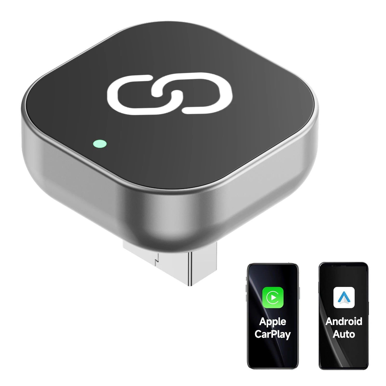 2-in-1 Wireless CarPlay & Android Auto Adapter – Plug & Play, Auto Connect, Converts Wired to Wireless for iPhone & Android (2017+ Cars)