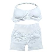 Seamless Yoga Set - 2 Piece Halter Sport Bra & Scrunch Bum Shorts - Breathable Quick-Dry Gym Outfit