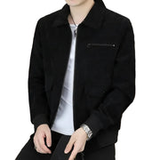 Men’s Corduroy Lapel Jacket – Korean Style Zip-Up Coat | Autumn Winter Fashion Casual Outerwear