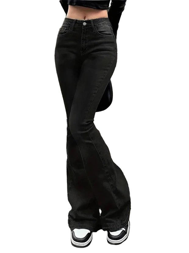 RetroBell™ Bootcut Jeans – Women’s Slim Fit Flare Denim with Vintage Wash | High Waist Bell Bottom Trousers