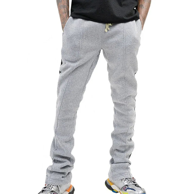 Urban Flare Joggers - Slim-Fit Stacked Pants, Y2K Streetwear Sweatpants with Striped Legs