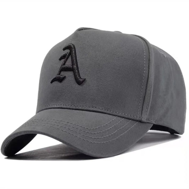 Letter "A" Embroidered Baseball Cap Cotton Adjustable Trucker Hat for Men | Summer Snapback Sun Cap