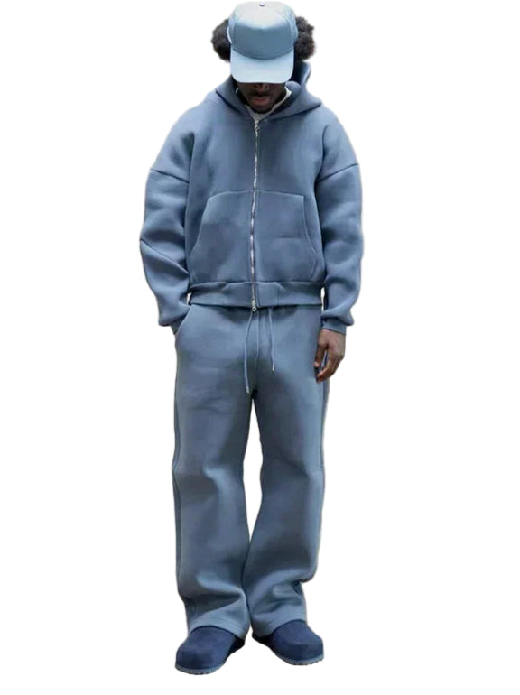 Retro Y2K Streetwear Two-Piece Set – Hoodie & Straight-Leg Pants, Men’s Casual Tracksuit