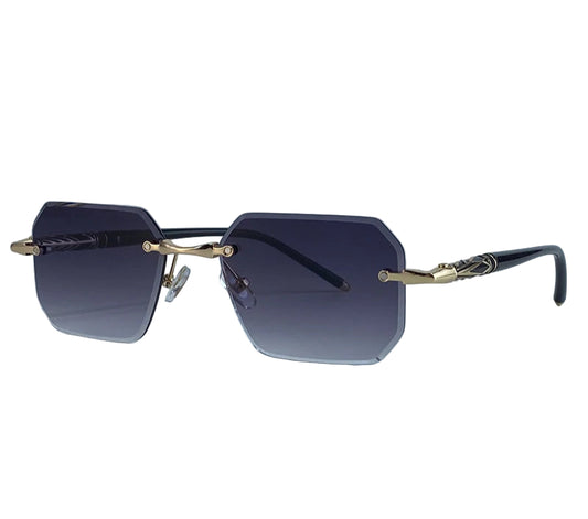 Square Rimless Sunglasses for Men – 2025 Luxury Steampunk Polygon Gradient UV400 Shades by KIM7KIM | Trendy Frameless Eyewear